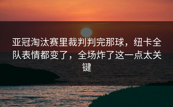 亚冠淘汰赛里裁判判完那球,纽卡全队表情都变了,全场炸了这一点太关键 亚冠淘汰赛里裁判判完那球,纽卡全队表情都变了,全场炸了这一点太关键