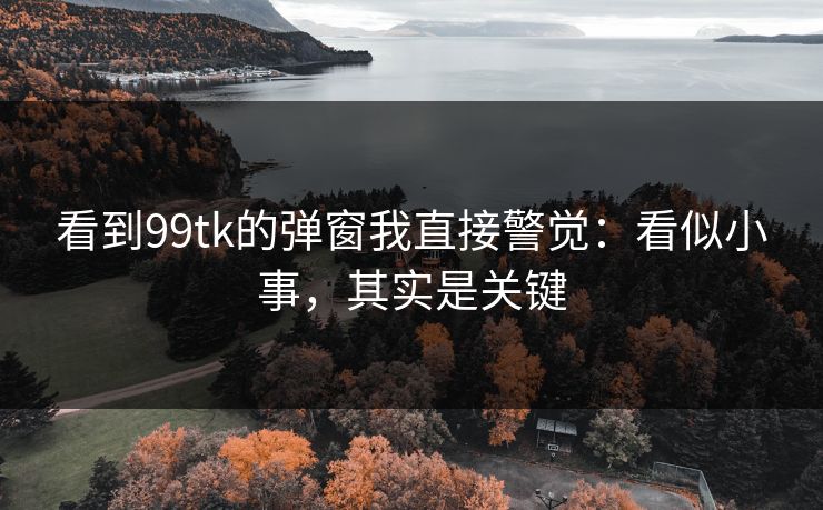 看到99tk的弹窗我直接警觉：看似小事，其实是关键
